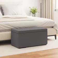   vidaXL Zsámoly Szürke 81 x 41 x 40 cm Műbőr és Műanyag Fa