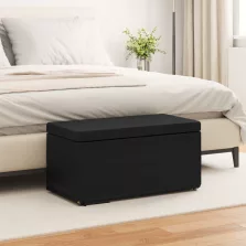   vidaXL Zsámoly Fekete 81 x 41 x 40 cm Műbőr és Műanyag Fa