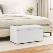   vidaXL Zsámoly Fehér 81 x 41 x 40 cm Műbőr és Műanyag Fa