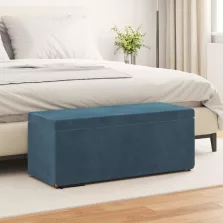   vidaXL Zsámoly Kék 101 x 41 x 40 cm Bársony és Műanyag Fa