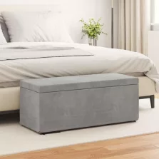   vidaXL Zsámoly Világosszürke 101 x 41 x 40 cm Bársony és Műanyag Fa