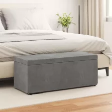   vidaXL Zsámoly Sötétszürke 101 x 41 x 40 cm Bársony és Műanyag Fa