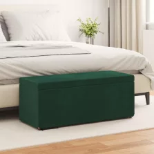   vidaXL Zsámoly Sötétzöld 101 x 41 x 40 cm Bársony és Műanyag Fa