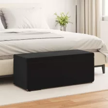   vidaXL Zsámoly Fekete 101 x 41 x 40 cm Bársony és Műanyag Fa