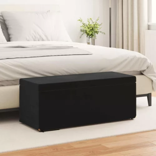 vidaXL Zsámoly Fekete 101 x 41 x 40 cm Bársony és Műanyag Fa