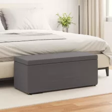   vidaXL Zsámoly Szürke 101 x 41 x 40 cm Műbőr és Műanyag Fa