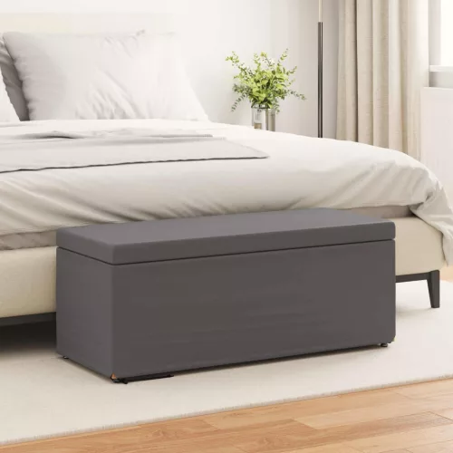 vidaXL Zsámoly Szürke 101 x 41 x 40 cm Műbőr és Műanyag Fa