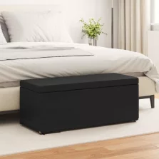   vidaXL Zsámoly Fekete 101 x 41 x 40 cm Műbőr és Műanyag Fa