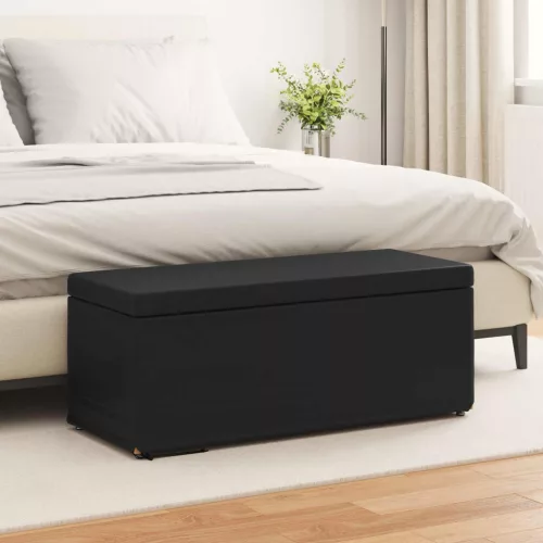 vidaXL Zsámoly Fekete 101 x 41 x 40 cm Műbőr és Műanyag Fa