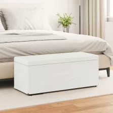   vidaXL Zsámoly Fehér 101 x 41 x 40 cm Műbőr és Műanyag Fa