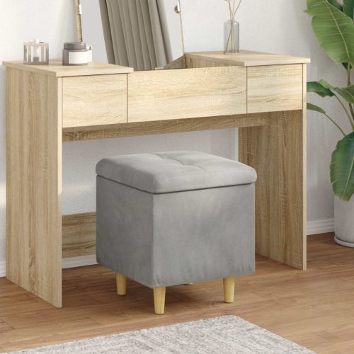 vidaXL Tároló oszmán párnával Világosszürke 40 x 40 x 45 cm Bársony