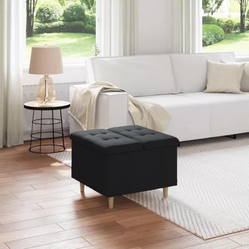 vidaXL Tároló oszmán párnával Fekete 60 x 60 x 45 cm szövet