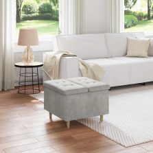   vidaXL Tároló oszmán párnával Világosszürke 60 x 60 x 45 cm Bársony