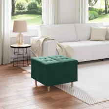   vidaXL Tároló oszmán párnával Sötétzöld 60 x 60 x 45 cm Bársony