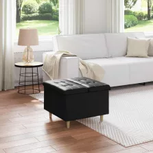   vidaXL Tároló oszmán párnával Fekete 60 x 60 x 45 cm Műbőr