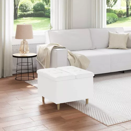 vidaXL Tároló oszmán párnával Fehér 60 x 60 x 45 cm Műbőr