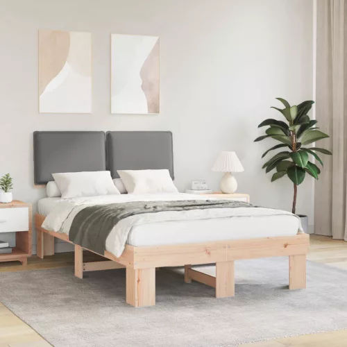 vidaXL Ágykeret Kárpitozott Fejtámlával Világosszürke 120 x 190 cm