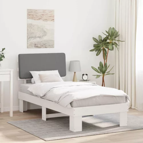vidaXL Ágykeret Kárpitozott Fejtámlával Világosszürke 75 x 190 cm