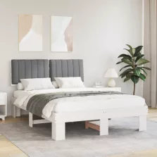   vidaXL Ágykeret Kárpitozott Fejtámlával Világosszürke 140 x 190 cm