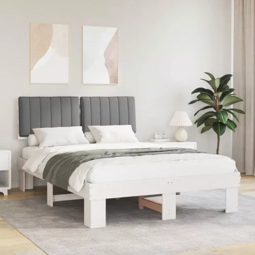 vidaXL Ágykeret Kárpitozott Fejtámlával Világosszürke 140 x 190 cm