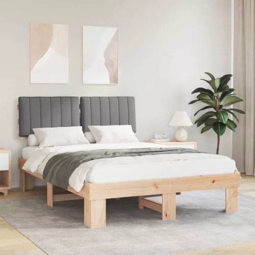 vidaXL Ágykeret Kárpitozott Fejtámlával Világosszürke 135 x 190 cm