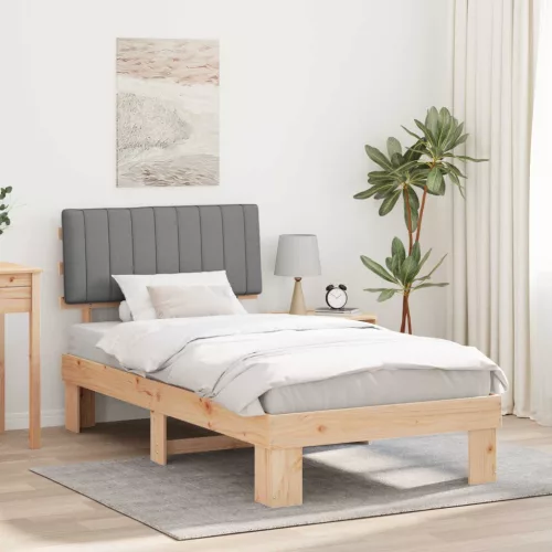 vidaXL Ágykeret Kárpitozott Fejtámlával Világosszürke 100 x 200 cm