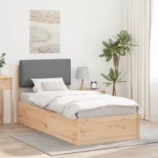   vidaXL Ágykeret Kárpitozott Fejtámlával Világosszürke 100 x 200 cm