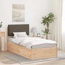   vidaXL Ágykeret Kárpitozott Fejtámlával Tópszínű 90 x 190 cm