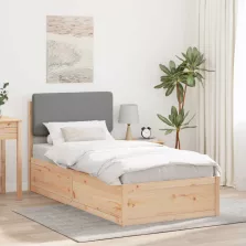   vidaXL Ágykeret Kárpitozott Fejtámlával Világosszürke 90 x 200 cm
