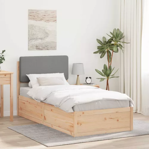 vidaXL Ágykeret Kárpitozott Fejtámlával Világosszürke 90 x 200 cm
