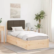   vidaXL Ágykeret Kárpitozott Fejtámlával Tópszínű 75 x 190 cm
