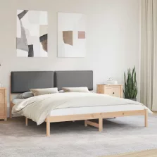   vidaXL Ágykeret Kárpitozott Fejtámlával Sötétszürke 180 x 200 cm