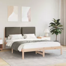   vidaXL Ágykeret Kárpitozott Fejtámlával Tópszínű 120 x 200 cm