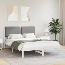   vidaXL Ágykeret Kárpitozott Fejtámlával Világosszürke 120 x 200 cm