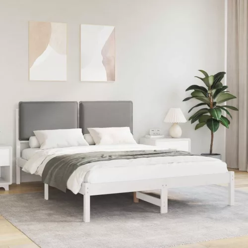 vidaXL Ágykeret Kárpitozott Fejtámlával Világosszürke 120 x 200 cm