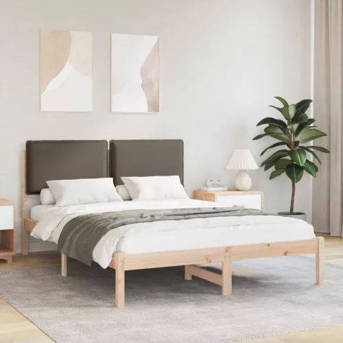 vidaXL Ágykeret Kárpitozott Fejtámlával Tópszínű 135 x 190 cm