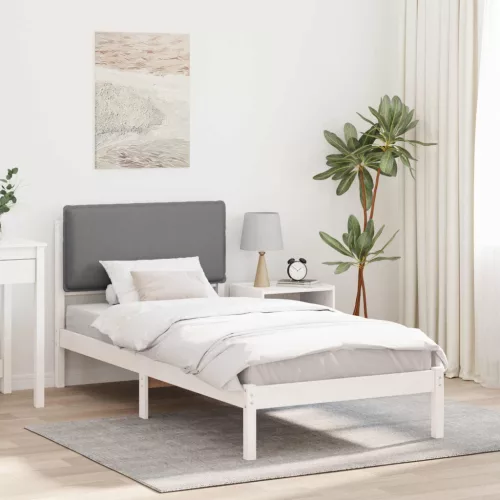 vidaXL Ágykeret Kárpitozott Fejtámlával Világosszürke 100 x 200 cm