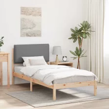   vidaXL Ágykeret Kárpitozott Fejtámlával Világosszürke 80 x 200 cm