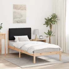   vidaXL Ágykeret Kárpitozott Fejtámlával fejtámlával Fekete 80 x 200 cm