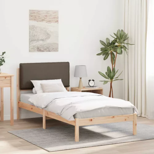 vidaXL Ágykeret Kárpitozott Fejtámlával Tópszínű 90 x 190 cm