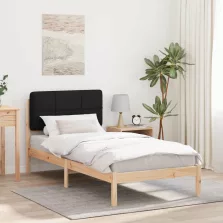   vidaXL Ágykeret Kárpitozott Fejtámlával fejtámlával Fekete 80 x 200 cm