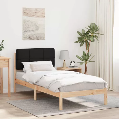 vidaXL Ágykeret Kárpitozott Fejtámlával fejtámlával Fekete 80 x 200 cm