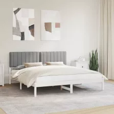   vidaXL Ágykeret Kárpitozott Fejtámlával Világosszürke 180 x 200 cm