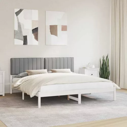 vidaXL Ágykeret Kárpitozott Fejtámlával Világosszürke 180 x 200 cm