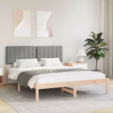   vidaXL Ágykeret Kárpitozott Fejtámlával Világosszürke 160 x 200 cm