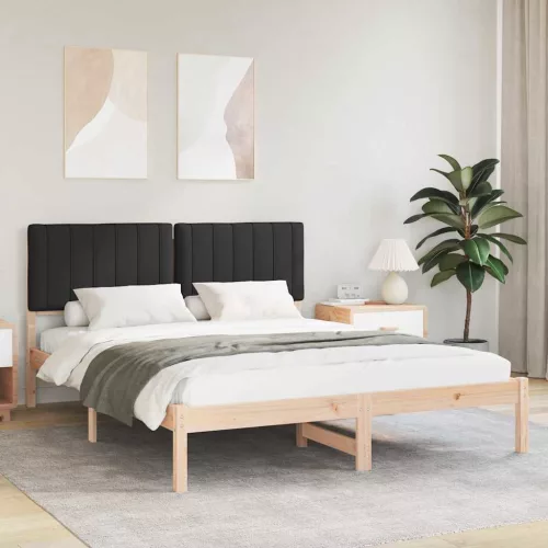 vidaXL Ágykeret Kárpitozott Fejtámlával Fekete 160 x 200 cm