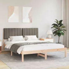   vidaXL Ágykeret Kárpitozott Fejtámlával Tópszínű 160 x 200 cm