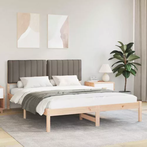 vidaXL Ágykeret Kárpitozott Fejtámlával Tópszínű 160 x 200 cm