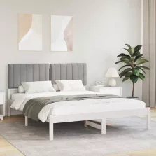   vidaXL Ágykeret Kárpitozott Fejtámlával Világosszürke 160 x 200 cm