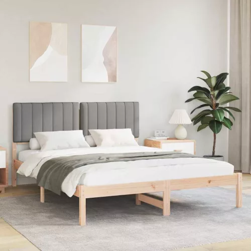 vidaXL Ágykeret Kárpitozott Fejtámlával Világosszürke 150 x 200 cm